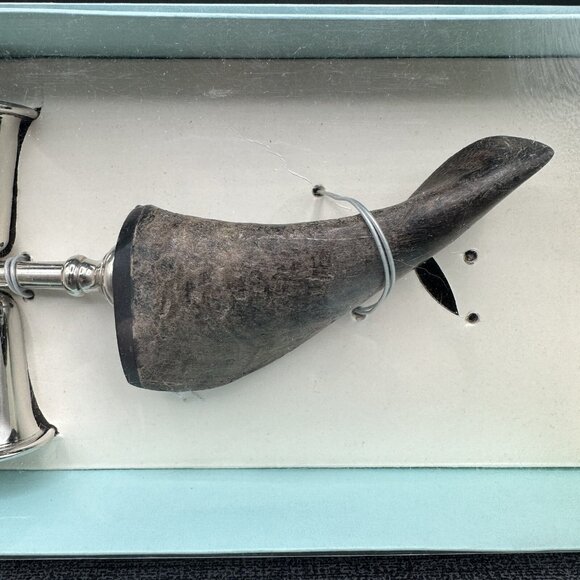 Natural Horn & Nickel Candle Snuffer Silver Tone Fortunoff Boxed Home Decor 2007 - Picture 4 of 8